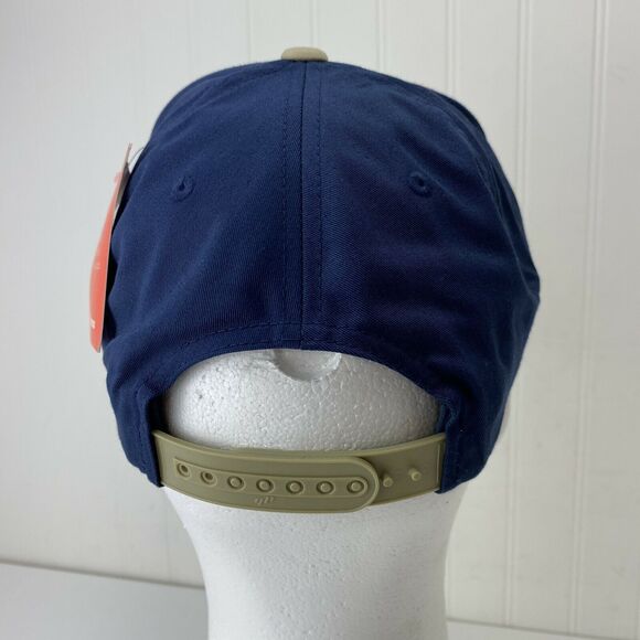 CATERPILLAR Diesel Navy Blue 6 Panel Snapback Hat Tan Embroidered CAT Logo - Picture 4 of 6